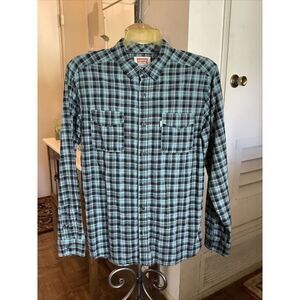 Levi's Men's Green & Black Plaid Shirt‎ Size M